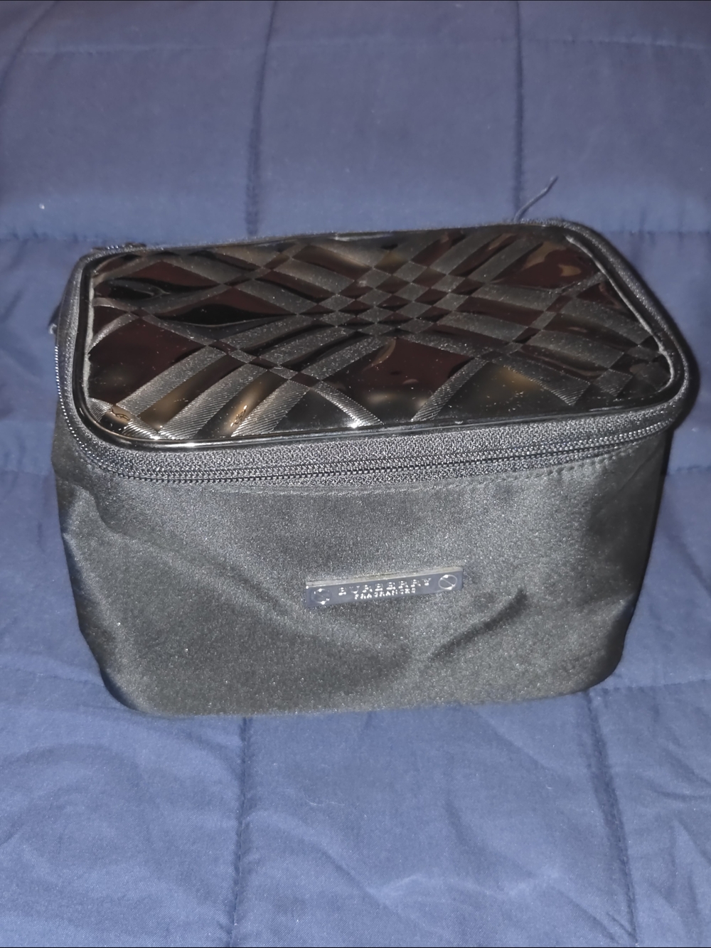 Burberry Black Cosmetic Case with Patterned Gloss Top
